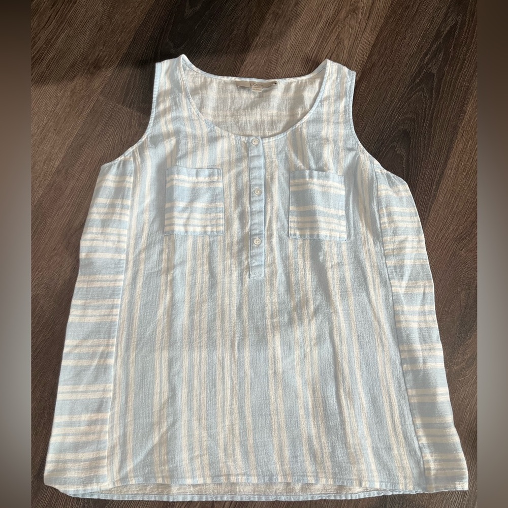 LOFT blue and white stripes sleeveless blouse. Medium